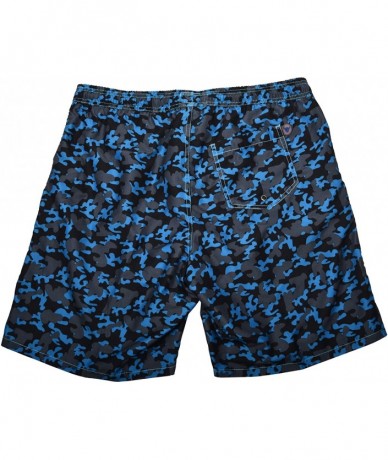 Trunks Men's Swim Trunks Quick Dry Bathing Suit w Elastic Waistband Pockets - Camo Blue - C718Q08ILLT $34.17