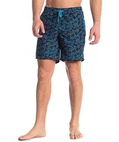 Trunks Men's Swim Trunks Quick Dry Bathing Suit w Elastic Waistband Pockets - Camo Blue - C718Q08ILLT $34.17