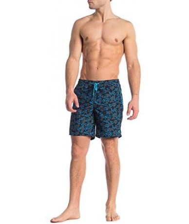 Trunks Men's Swim Trunks Quick Dry Bathing Suit w Elastic Waistband Pockets - Camo Blue - C718Q08ILLT $34.17