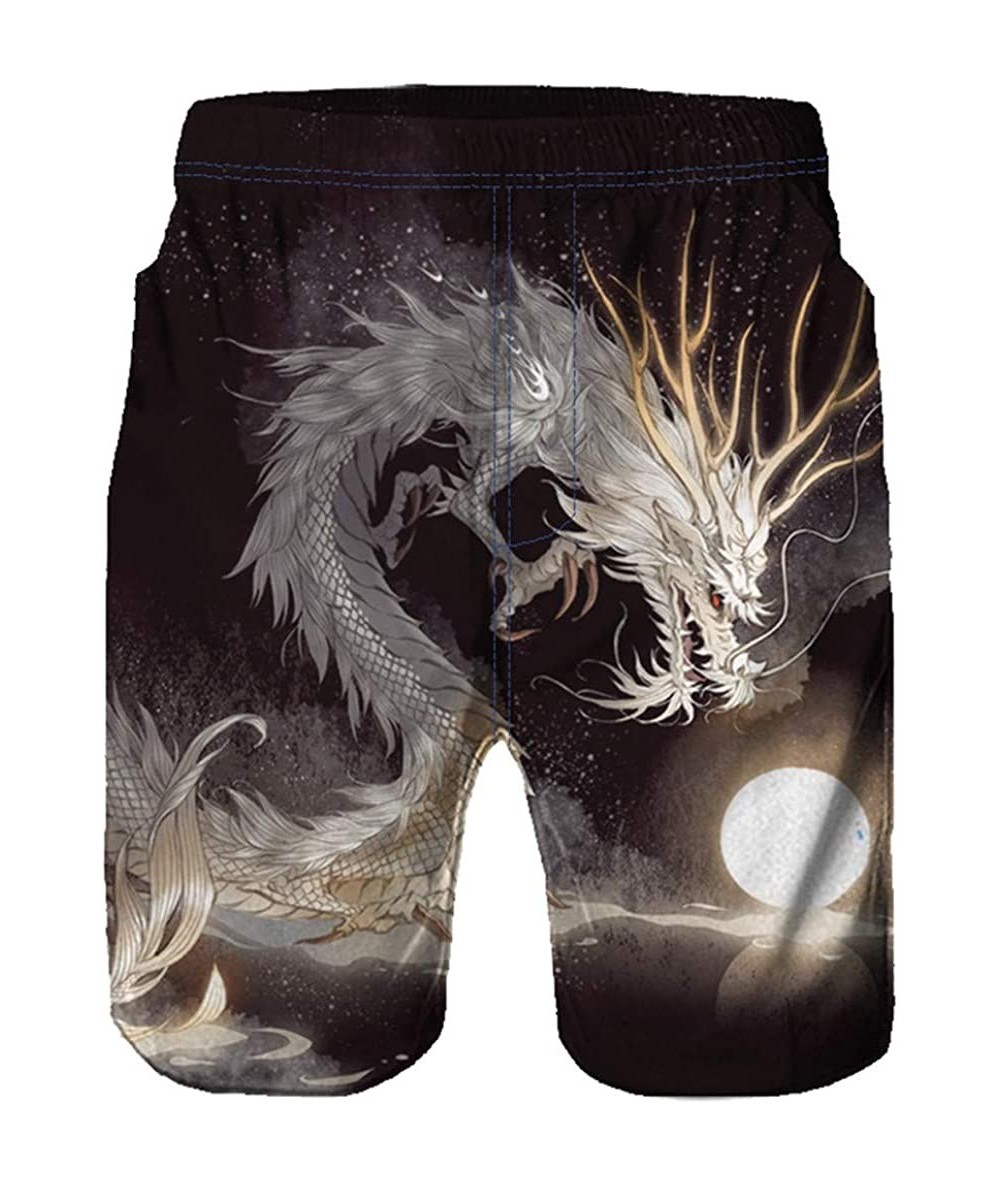 Board Shorts Exotic Dragon Printed Men's Board Shorts Quick Dry Swim Trunks Cool Bathing Suits Surf Swimsuits - Drak - C4196M...