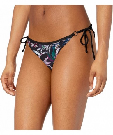 Bottoms Women's Brasilia Tie Side Cheeky Bikini Bottom Swimsuit - Sea View Black Floral - CG18Z05TWWL $71.79