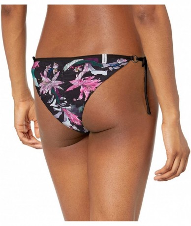 Bottoms Women's Brasilia Tie Side Cheeky Bikini Bottom Swimsuit - Sea View Black Floral - CG18Z05TWWL $71.79