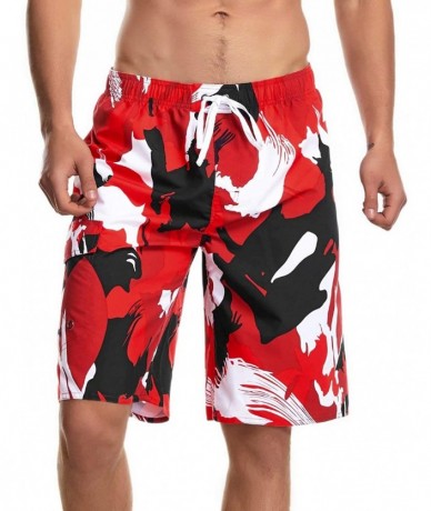 Trunks Board Shorts for Men Swim Trunks Long Quick Dry with Lining and Pockets - 03/Dark Red - C7196DDSOU3 $29.91