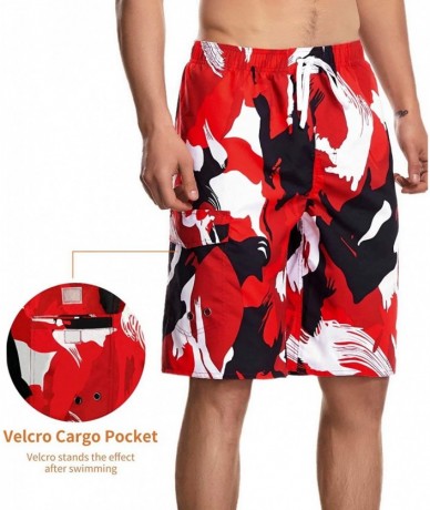 Trunks Board Shorts for Men Swim Trunks Long Quick Dry with Lining and Pockets - 03/Dark Red - C7196DDSOU3 $29.91