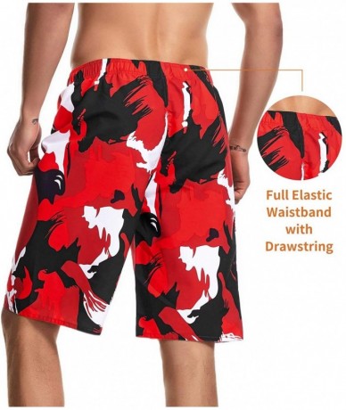 Trunks Board Shorts for Men Swim Trunks Long Quick Dry with Lining and Pockets - 03/Dark Red - C7196DDSOU3 $29.91