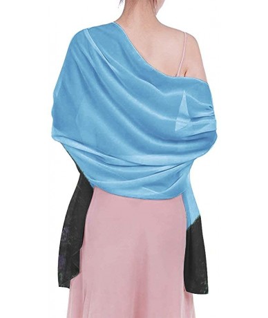 Cover-Ups Women Chiffon Scarf Shawl Wrap Sunscreen Beach Swimsuit Bikini Cover Up - Black Cat Blue - CF190HK5RMD $46.42