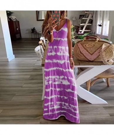 Cover-Ups Women's Tank Maxi Dress Summer Casual Bohemian Spaghetti Strap Sleeveless Printed Long Maxi Dress Beach Sundress - ...