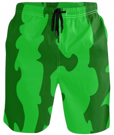 Board Shorts Mens Surfing Shorts Green Dog Paw and Bone Prints Swim Trunks Shorts - Green Cartoon Watermelon - C818UCY90HN $4...