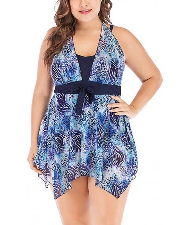 Racing Women Plus Size Tankini Swimsuit with High Waisted Shorts Flyaway Bathing Suit Tummy Control Swimwear - Multi - CP1993...