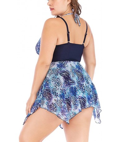 Racing Women Plus Size Tankini Swimsuit with High Waisted Shorts Flyaway Bathing Suit Tummy Control Swimwear - Multi - CP1993...