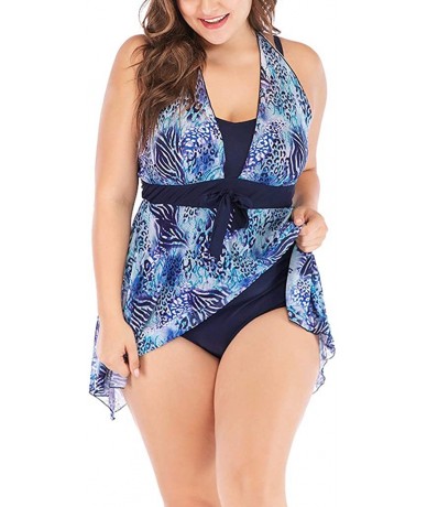 Racing Women Plus Size Tankini Swimsuit with High Waisted Shorts Flyaway Bathing Suit Tummy Control Swimwear - Multi - CP1993...