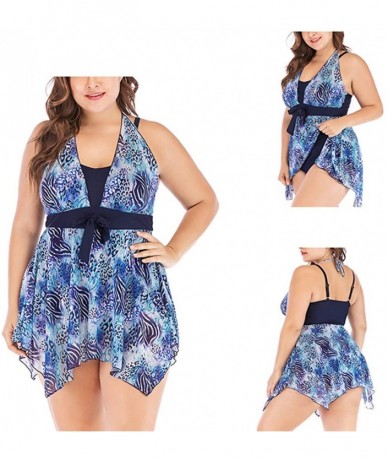 Racing Women Plus Size Tankini Swimsuit with High Waisted Shorts Flyaway Bathing Suit Tummy Control Swimwear - Multi - CP1993...