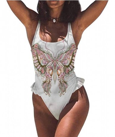 Bottoms Bathing Suit Butterflies- Nature Botanic Spring Comfortable- Cute and Sexy - Multi 13-one-piece Swimsuit - CS19E6ANM3...