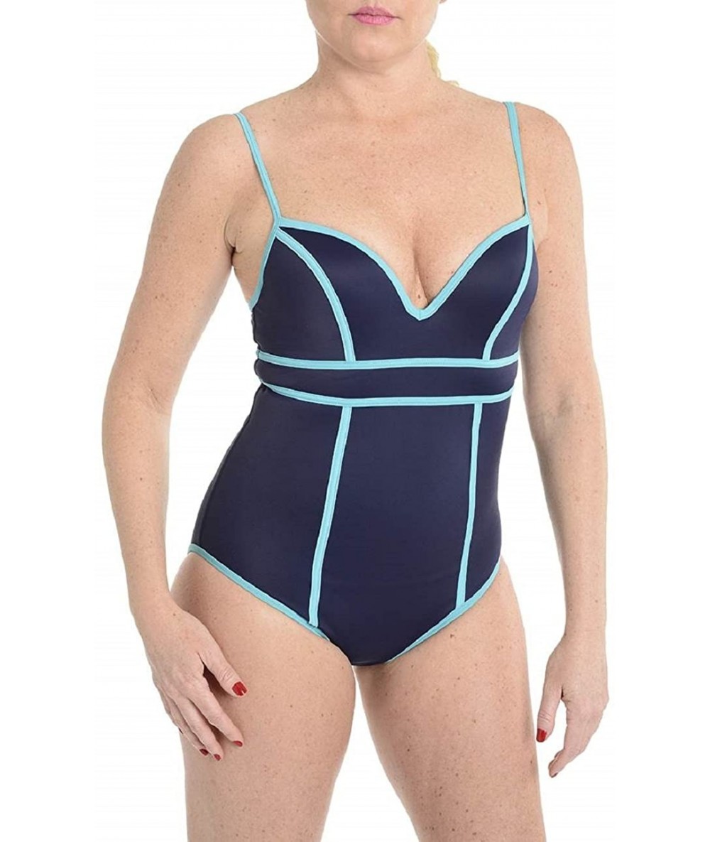 One-Pieces Sweetheart One Piece Swimsuit ` - Navy Splash - CS11W91RIU5 $65.48