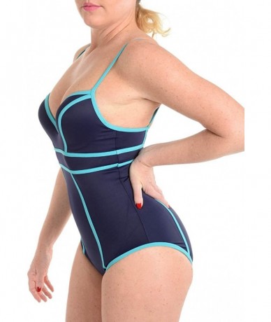 One-Pieces Sweetheart One Piece Swimsuit ` - Navy Splash - CS11W91RIU5 $65.48