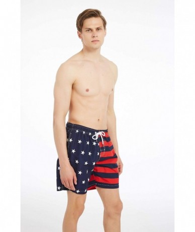 Board Shorts Mens Swim Trunks- Quick Dry Mens Boardshorts- 7 Inches Inseam Mens Bathing Suits with Mesh Lining - American Fla...