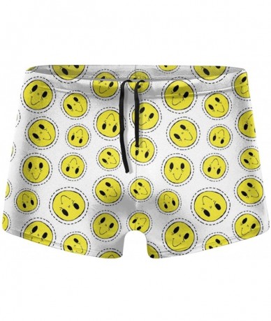 Briefs Funny Smiley Face Men's Printed Swimsuit Boxer Trunks Square Cut Bathing Suits - Funny Smiley Face - CU196QS3MAG $43.13