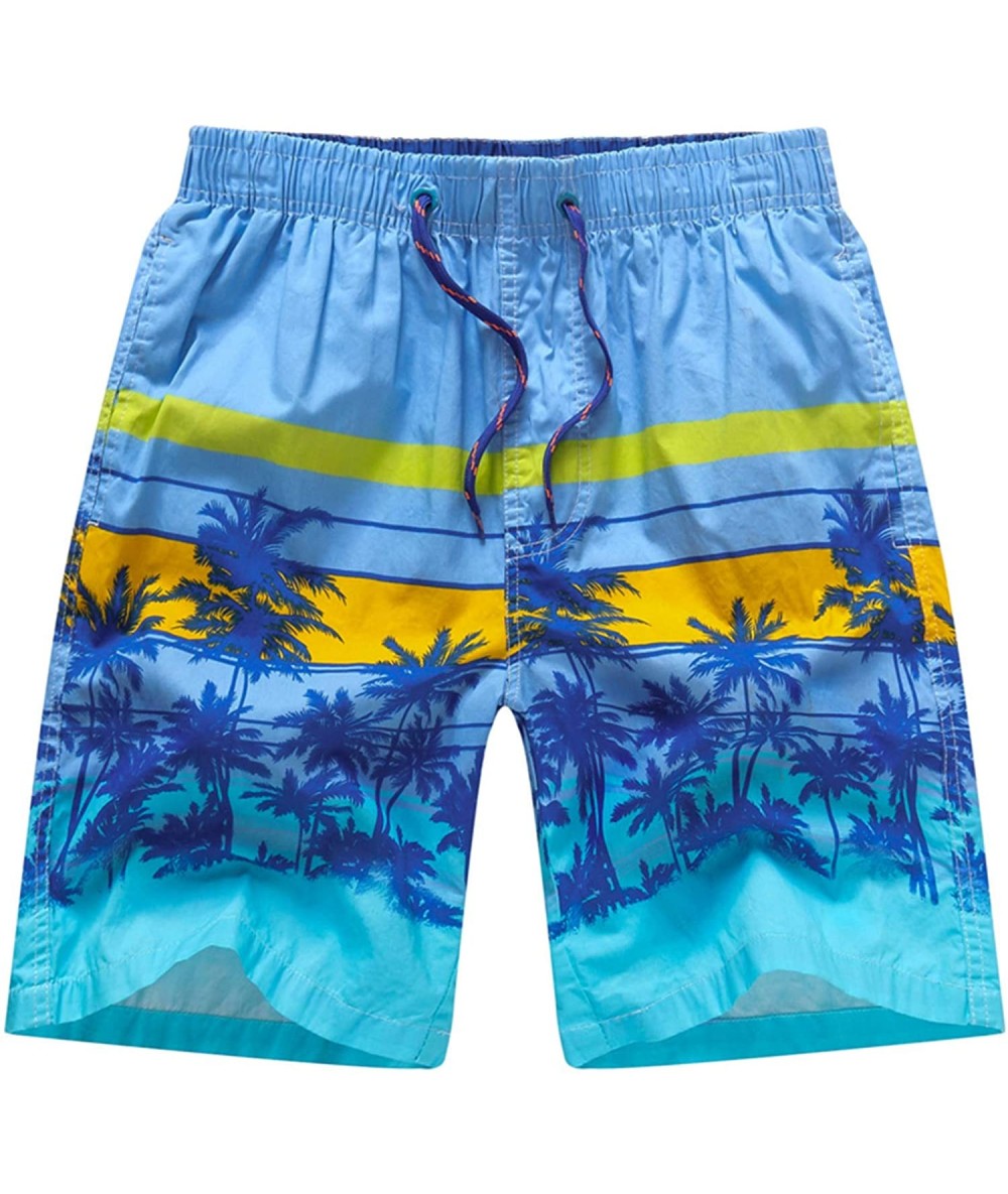 Board Shorts Men's Swimming Trunks Surfing Board Shorts Quick Dry Drawstring Beach Boardshorts - Light Blue - CK18TOU4HCM $38.74