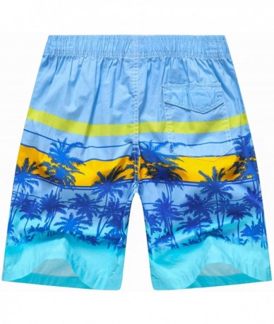 Board Shorts Men's Swimming Trunks Surfing Board Shorts Quick Dry Drawstring Beach Boardshorts - Light Blue - CK18TOU4HCM $38.74