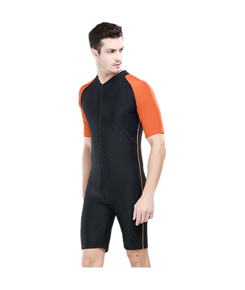 One-Pieces One Piece d Swimsuits Full Coverage Modest Swimsuits Surfing Suit Sunscreen Diving Suits - Men Orange - CI18E47042...