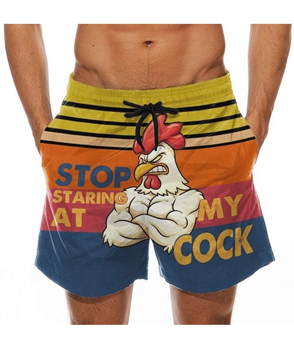 Board Shorts Men's Drawstring Special Cock Print Beer Festival Beach Casual Trouser Shorts Pant Stop Staring at My Cock Swim ...