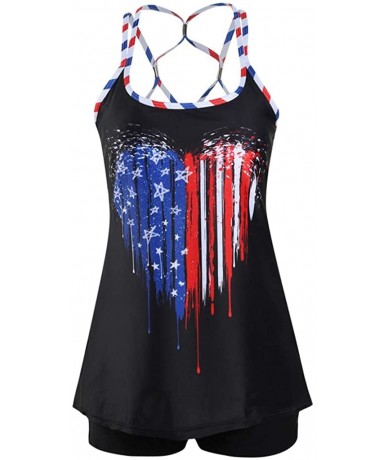 Racing Womens Patriotic USA American Flag Bathing Suit Swimsuits - Black - CY19C79IMCQ $45.93