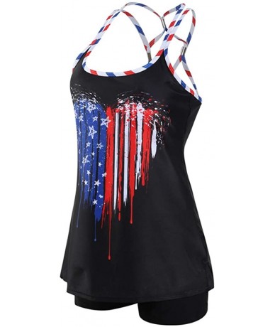 Racing Womens Patriotic USA American Flag Bathing Suit Swimsuits - Black - CY19C79IMCQ $45.93