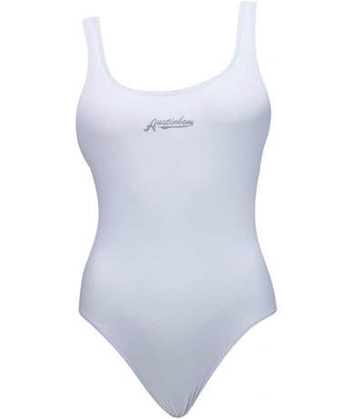 One-Pieces Women Swimming Suit One Piece Sexy Bikini Solid Swimwear Bathing Suit - White - C318NAZQMXU $32.86