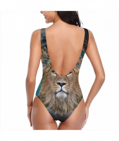 One-Pieces Wolf American Indian Theme Fight Womens Vintage One Piece Swimsuit Swimwear Bathing Suit - White - C318STXIYUT $46.69