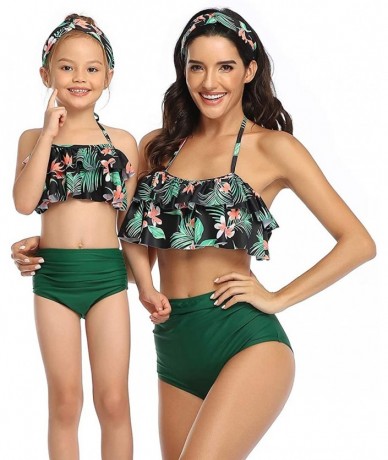 Sets 2Pcs Mommy and Me Matching Family Swimsuit Ruffle Women Swimwear Kids Children Toddler Bikini Bathing Suit Beachwear Set...