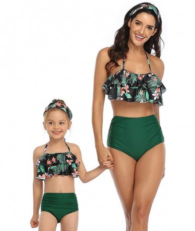 Sets 2Pcs Mommy and Me Matching Family Swimsuit Ruffle Women Swimwear Kids Children Toddler Bikini Bathing Suit Beachwear Set...