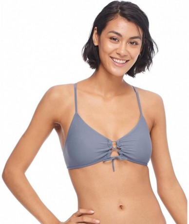 Sets Women's Smoothies Mika Solid Halter Triangle Bikini Top Swimsuit with Cross Tie Back - Smoothie Storm - CL18Z0HMZDG $75.44