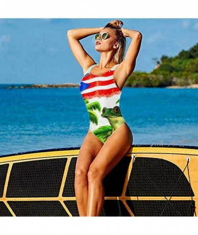 One-Pieces Puerto Rican Art Shirt Swimwear Women Sexy One Piece Swimsuit Backless Bathing Suit - C21904MH6R6 $57.50