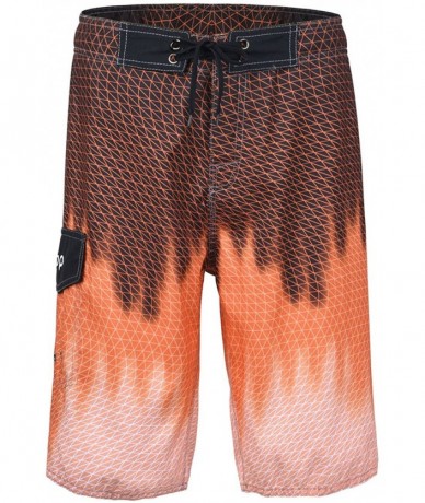 Trunks Men's Swim Trunks Beachwear Quick Dry Hawaiian Printed - Blazing Orange - CN17YT4NM5T $36.46