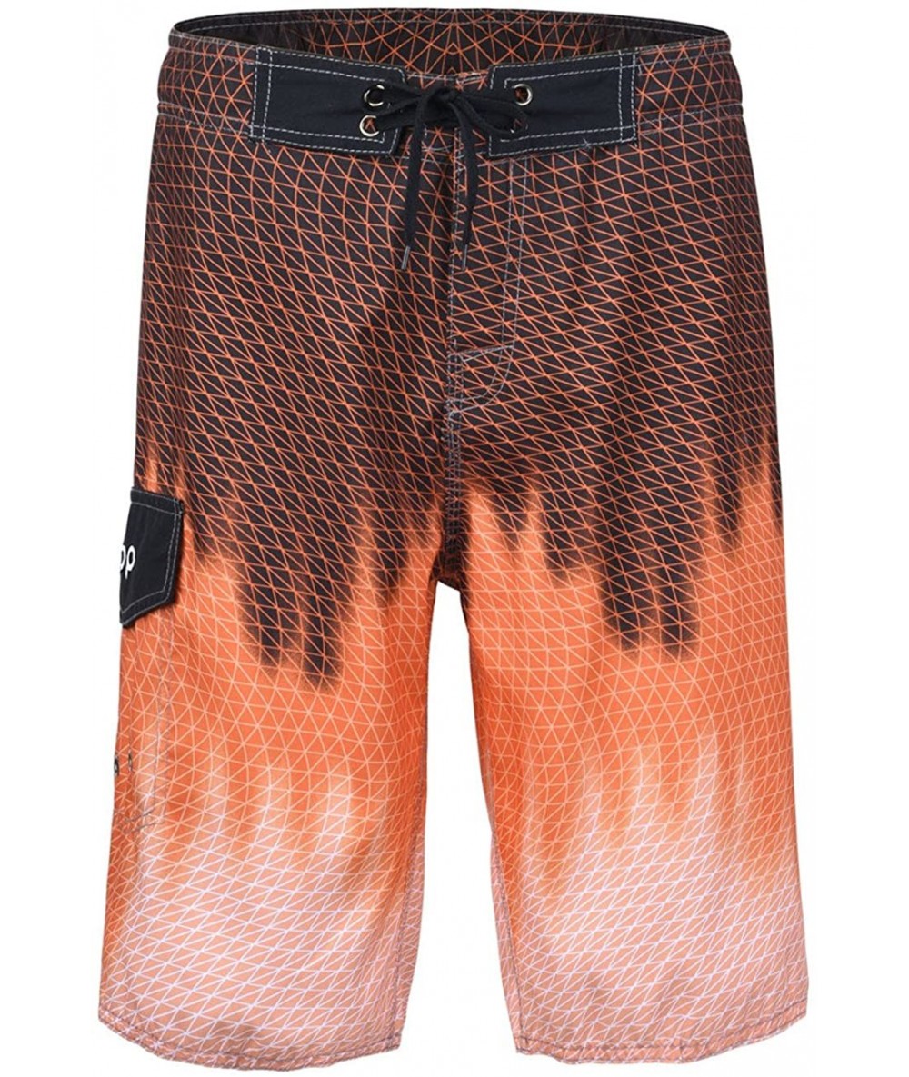 Trunks Men's Swim Trunks Beachwear Quick Dry Hawaiian Printed - Blazing Orange - CN17YT4NM5T $36.46