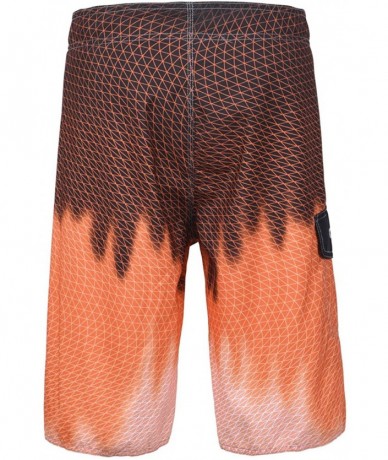 Trunks Men's Swim Trunks Beachwear Quick Dry Hawaiian Printed - Blazing Orange - CN17YT4NM5T $36.46