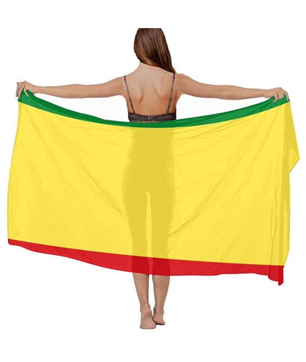 Cover-Ups Women Fashion Shawl Wrap Summer Vacation Beach Towels Swimsuit Cover Up - Ethiopian Flag - CT190HIKCLU $44.67