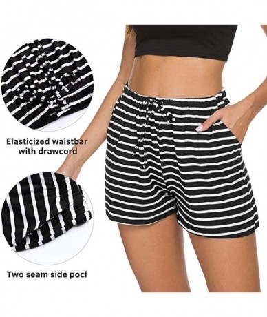 Cover-Ups Pajama Shorts for Women with Pockets-Women Striped Sleeping Pajama Bottoms Exercise Fitness Shorts - Black - CZ199O...