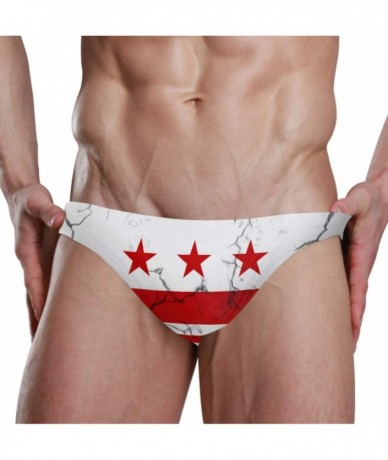 Briefs Mens Swim Bikini Briefs Swimwear Surf Shorts Trunks - Distressed District of Columbia Flag - CQ18UZZTGSI $46.42