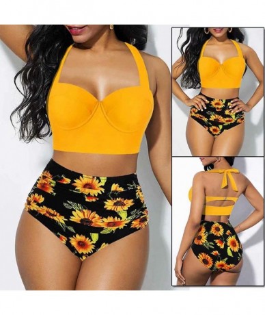 Tops Womens Printed Two Piece Swimsuits Tankini Tops Boyshort Bottom - Color-28 - CG190WSADMS $59.39