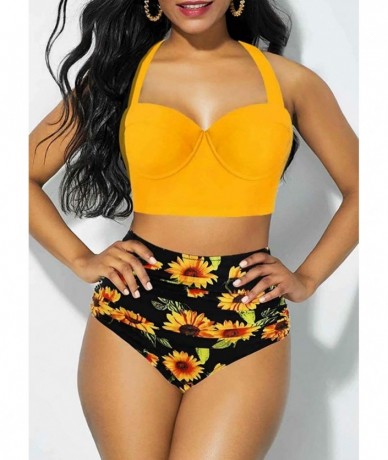 Tops Womens Printed Two Piece Swimsuits Tankini Tops Boyshort Bottom - Color-28 - CG190WSADMS $59.39