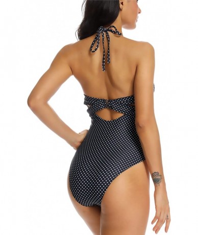 One-Pieces Women's Sex One Piece Strappy Monokini V-Plunge Cutout Swimsuit Backless Cutout Bathing Suit - Blue Point - CL18T3...