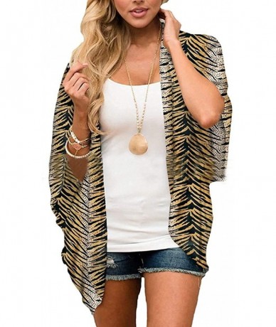 Cover-Ups Women's Cardigan Classic Up Chiffon Bohemian Kimono Cover Dress - 6 - C1190TSG7RX $35.52