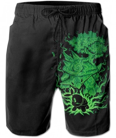 Board Shorts Fire Infernape Man Quick Dry Beach Boardshorts Surf Swim Trunk - Grass Torterra - CX1978LIACO $47.62