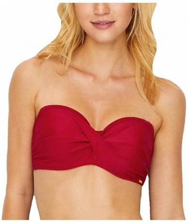 Tops Women's Anya Twist Bandeau Bikini Swim Top SW0884 - Red - C01898MK90X $61.81