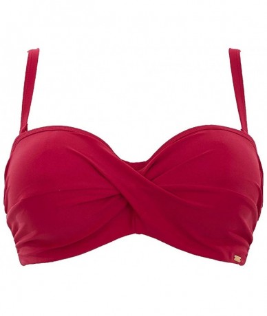 Tops Women's Anya Twist Bandeau Bikini Swim Top SW0884 - Red - C01898MK90X $61.81