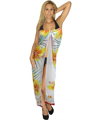 Cover-Ups Women's Sarong Swimwear Cover-Up Wrap Tie Skirt Plus Size Full Long J - Cool White_e294 - C911F0U002P $24.73