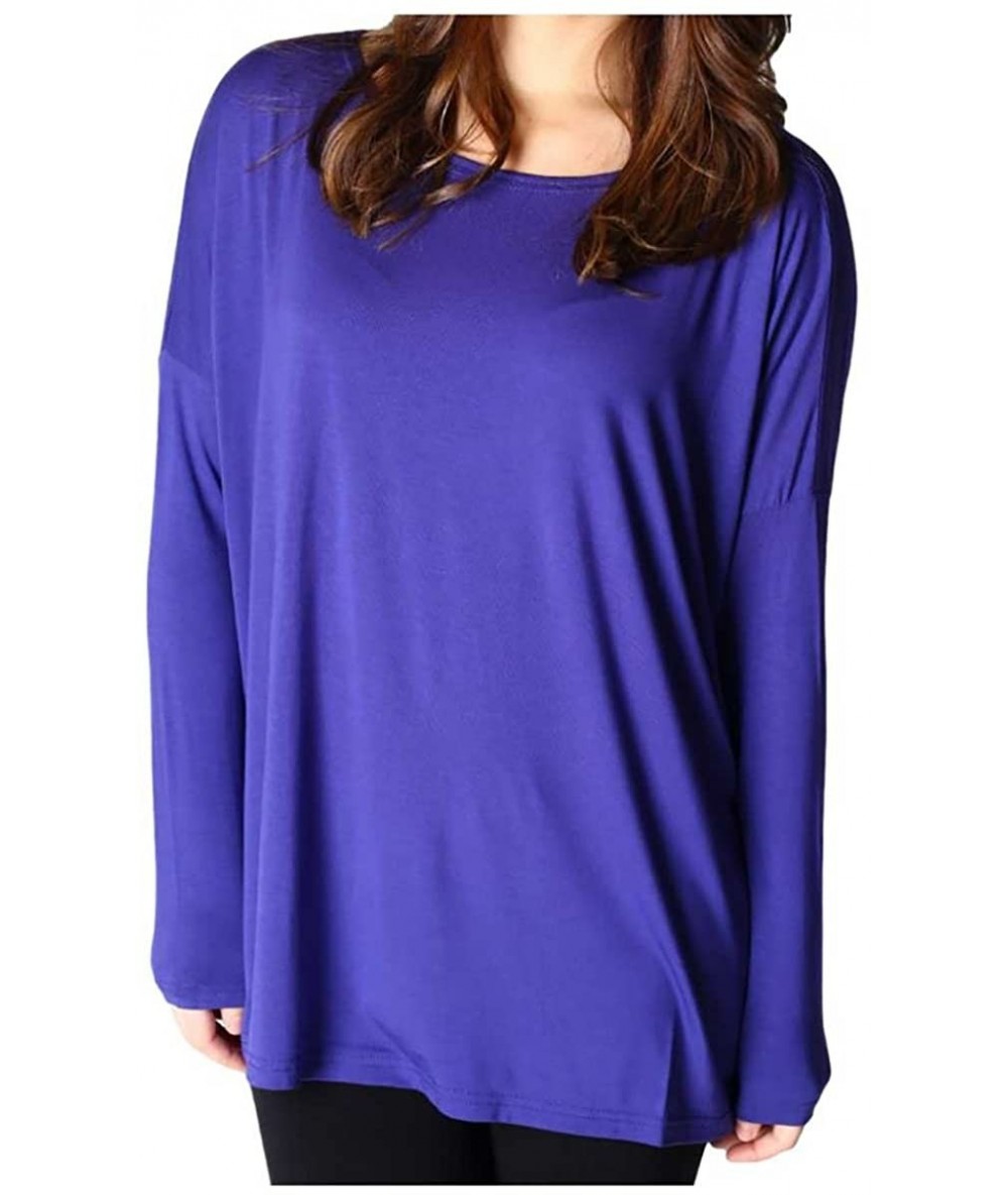 Sets Women's Famous Long Sleeve Bamboo Top Loose Fit Bleach White L - Indigo - C5120M186LN $28.91