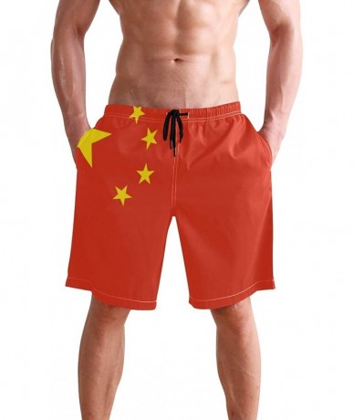 Board Shorts China Chinese Flag Country Asia Board Shorts Quick Dry Swim Trunks Beach Swimwear - CB199U73O0K $42.82