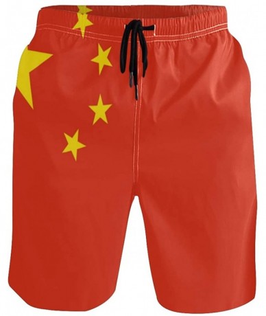 Board Shorts China Chinese Flag Country Asia Board Shorts Quick Dry Swim Trunks Beach Swimwear - CB199U73O0K $42.82